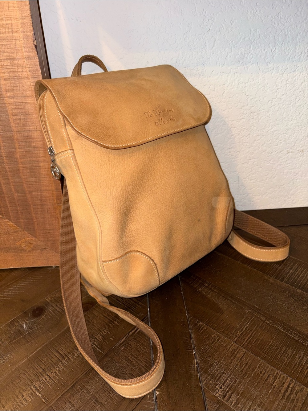 Vintage Longchamp x Mercedes Tan Leather Backpack - Picture 8 of 15